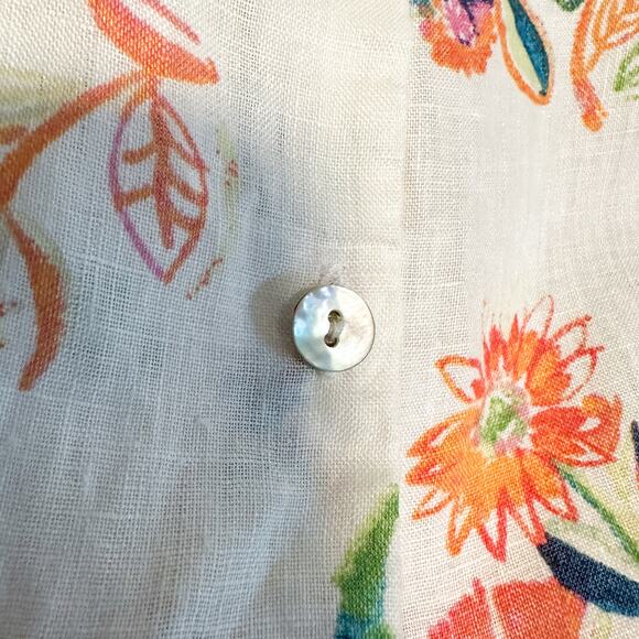 J. Jill Love Linen 100% Linen Floral Button Front Sleeveless Top Size L - Picture 7 of 12